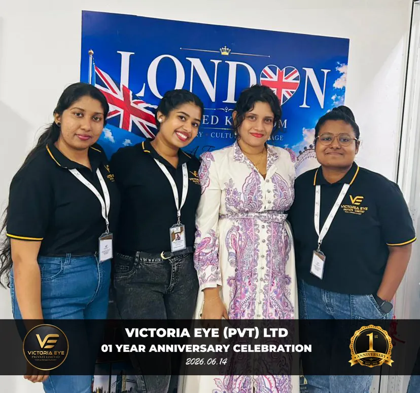 Victoria Eye team with a guest at the first anniversary