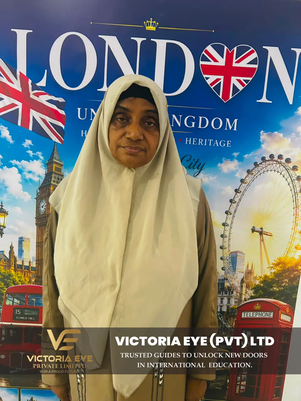 Client with Victoria Eye staff after a consultation