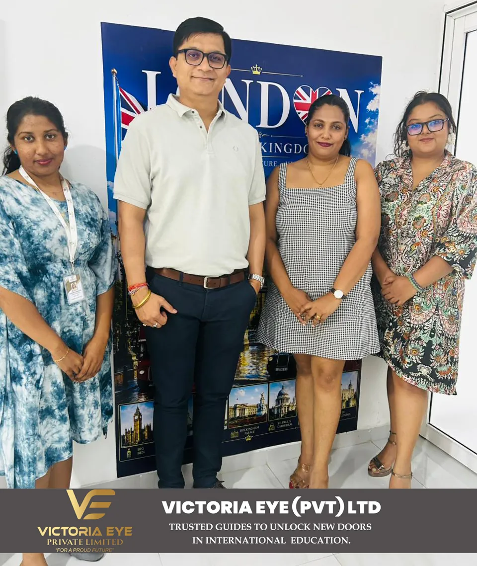 Victoria Eye staff with clients at the office