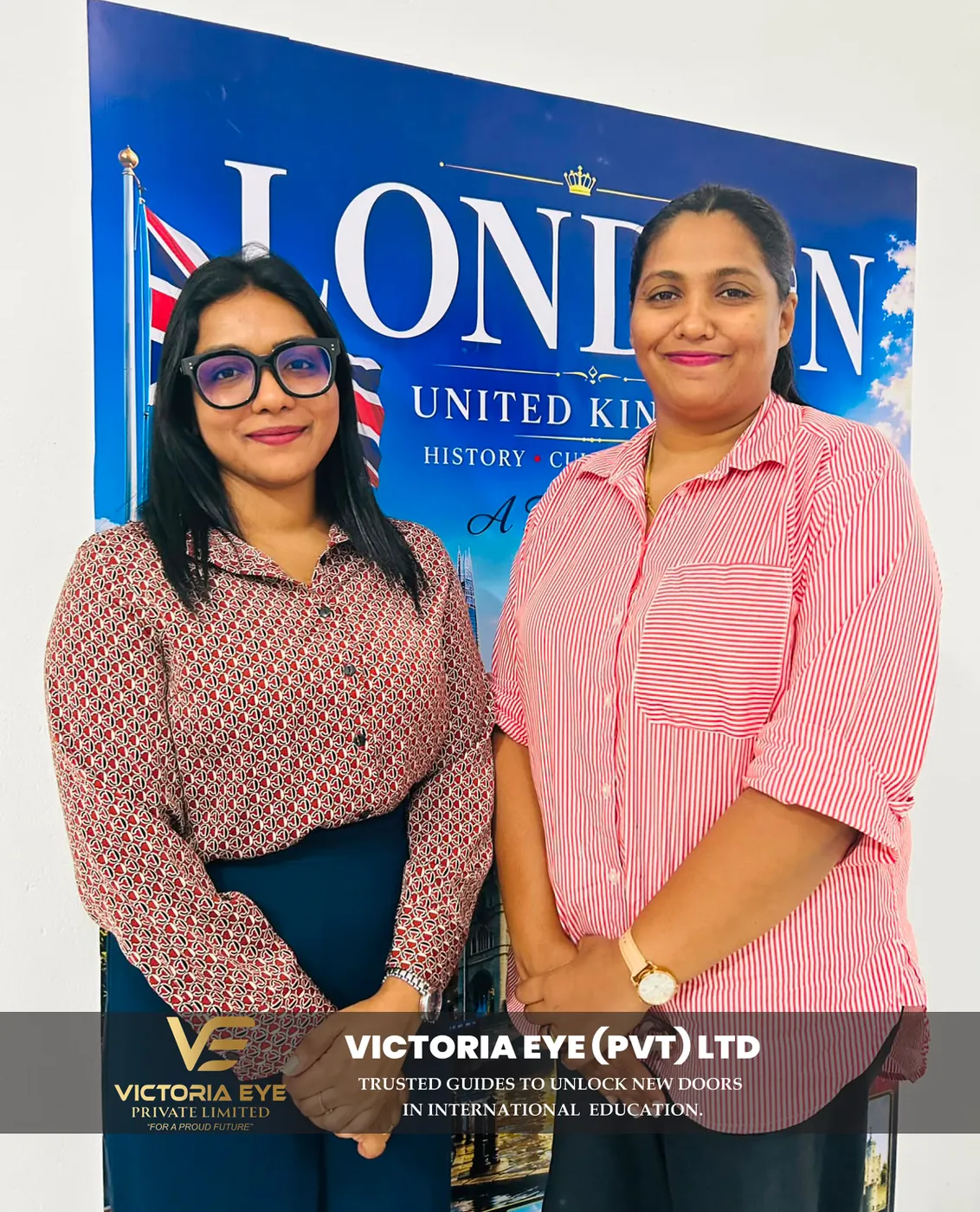 Victoria Eye staff with a client